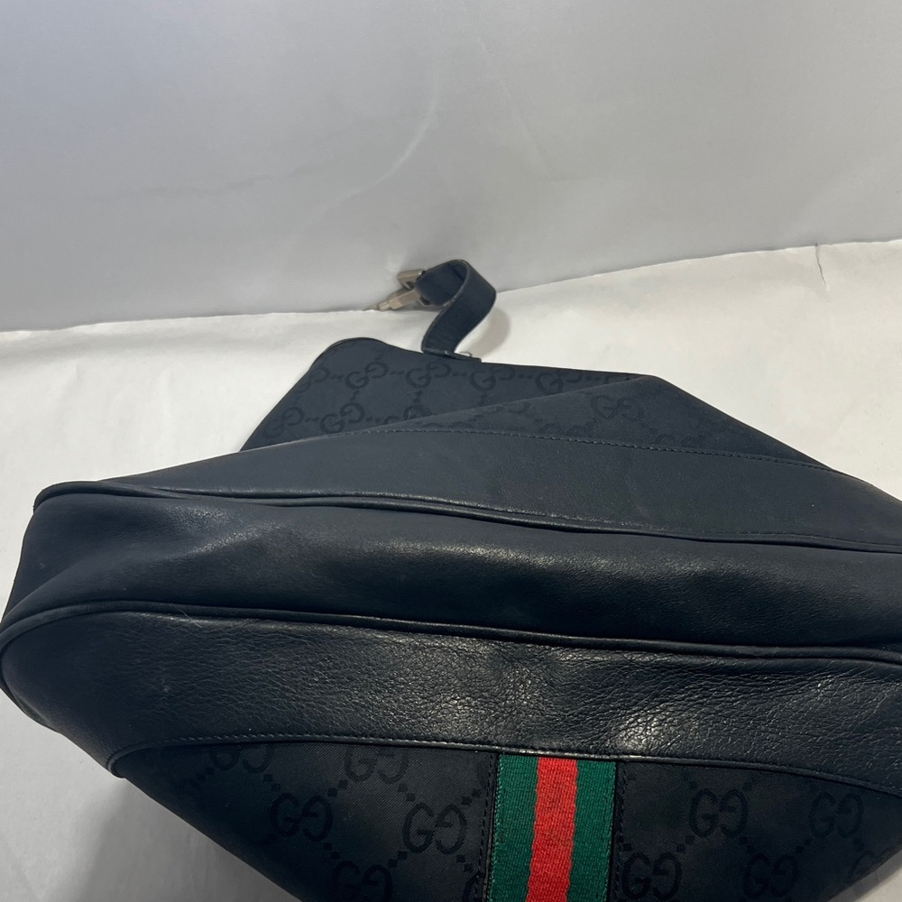 Gucci Black Jackie Messenger Bag with Green and Red Stripe - Picture 3 of 11